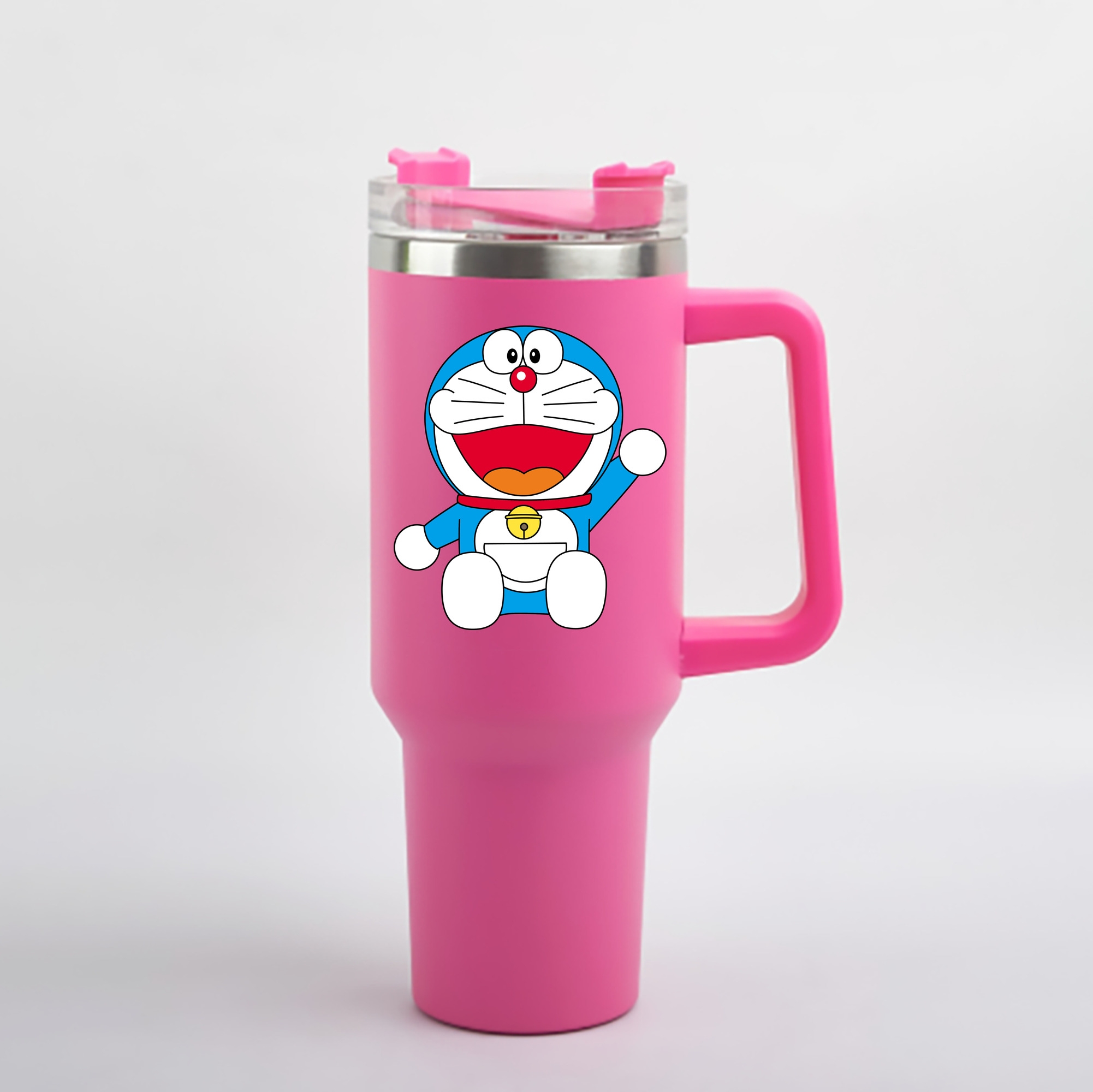 （画像用） ドラえもん Doraemon 1200mL車用タンブラー - クリスタルステッカー（プラスチックストロー付き）